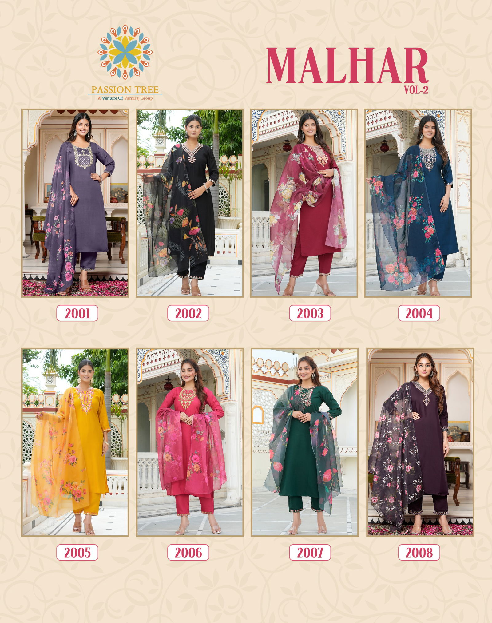 Malhar Vol 2 By Passion Tree Roman Silk Embroidery Readymade Suits Wholesale Price In Surat
